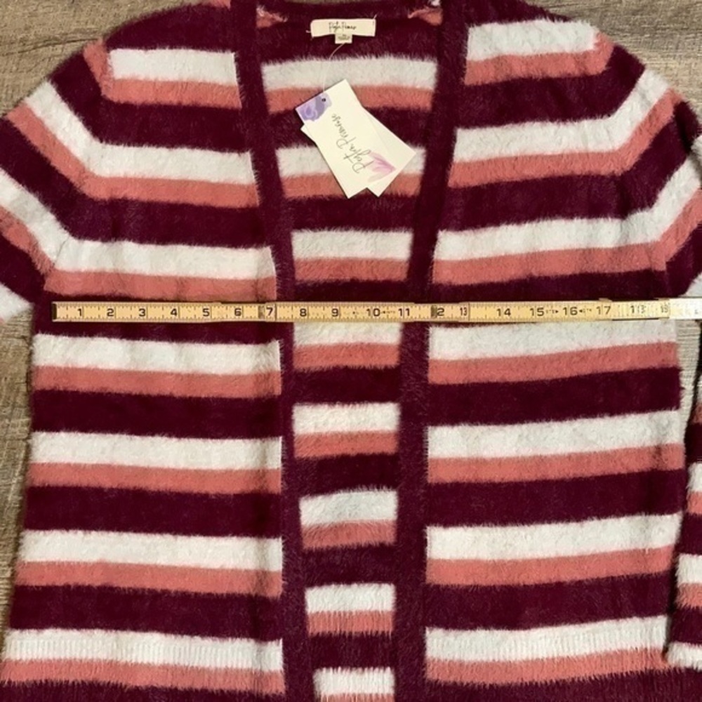 Peyton Primrose pink and white striped cardigan size medium - Picture 3 of 11